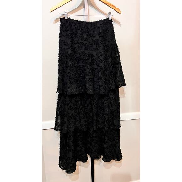 Everleigh High Waisted Tiered Layered Maxi Skirt Black Womens Size 6 NWT - Picture 4 of 6